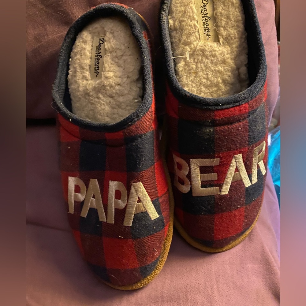 Dearfoams MENS Plaid Slippers - Red and BLACK 7-8